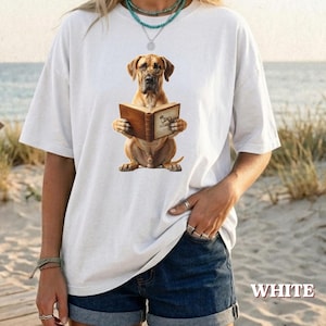 Funny Great Dane Reading Book Tee, Great Dane Lover Tee, Great Dane Mom Gift, Book Lover Dog Tee, Bookish Dog Gift, Reading Dog Shirt