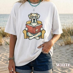 Funny Great Dane Reading Book Tee, Great Dane Lover Tee, Great Dane Mom Gift, Book Lover Dog Tee, Bookish Dog Gift, Reading Dog Shirt