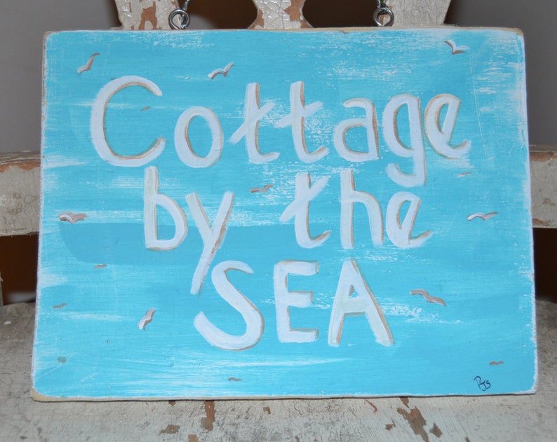COTTAGE by the Seahand Painted Signbeach House Sign Etsy