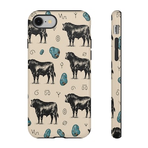Vintage Bull Pattern Tough Cases | Southwestern Cow Skull Motif Phone Case