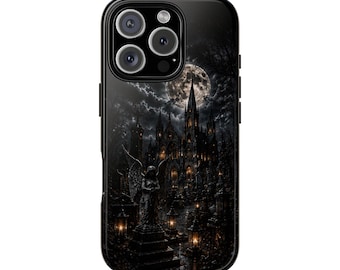 Moonlit Cemetery Cathedral phone case | spooky cemetery iPhone case