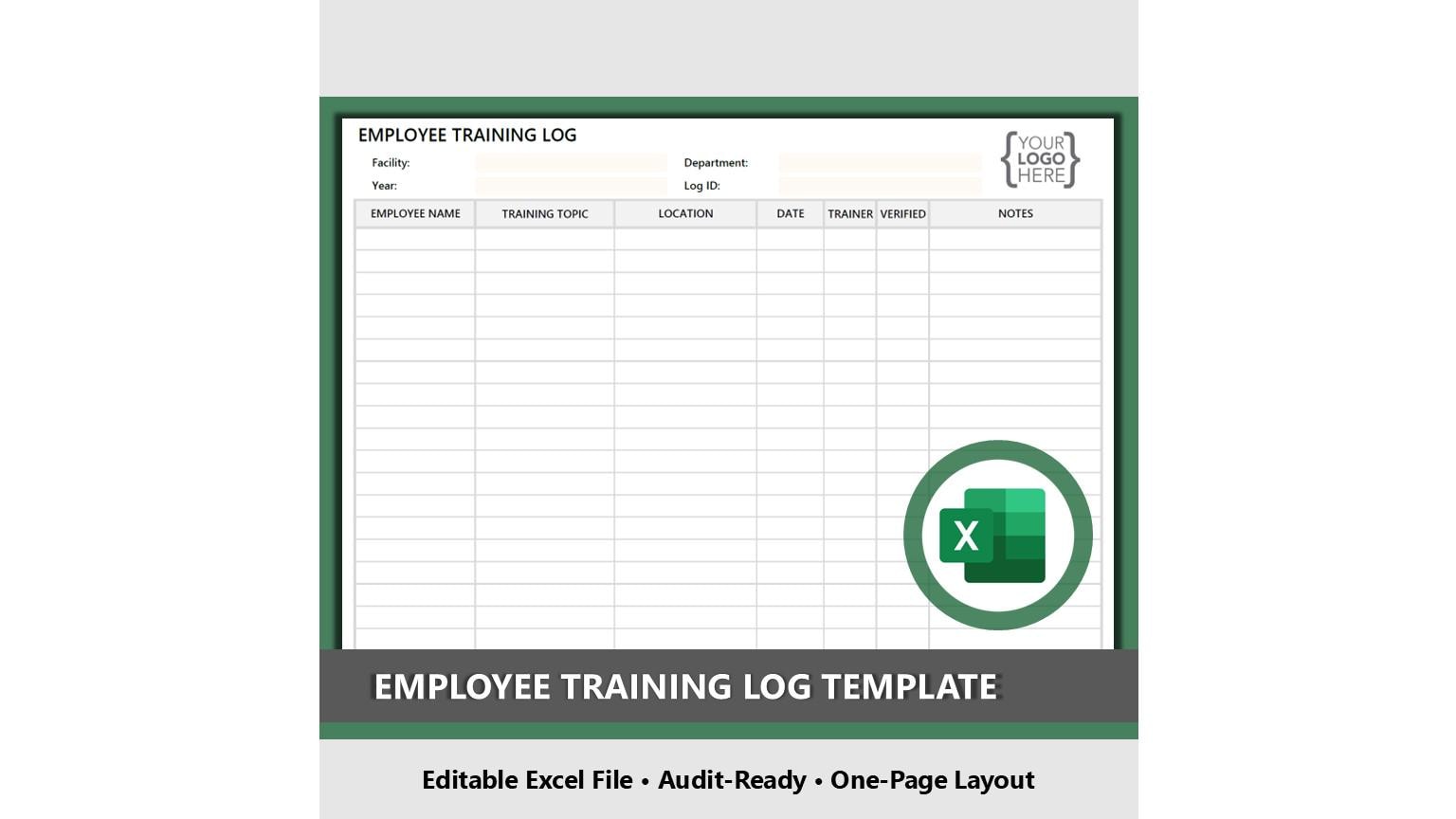 Employee Training Log Template • Printable Excel Form for Small ...