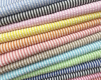Seersucker Stripe Fabric By the Yard, Lightweight Summer Apparel Fabric,Bright Colors Dress Shirts Sewing