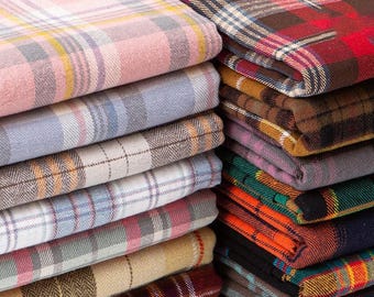 100% Cotton Brushed Flannel Fabric,Yarn Dyed Gingham Fabric,Checked Plaid Soft Shirts Sewing