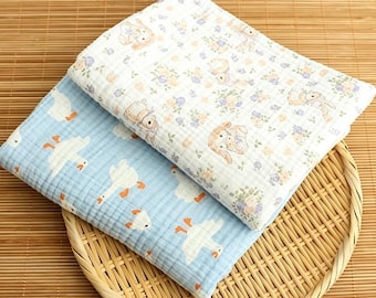 Goose Double Gauze Muslin Fabric, Soft Cotton Crinkle Fabric,Swaddle Blanket Baby Bib Sewing