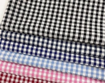 100% Cotton Gingham Seersucker Fabric By the Yard, Lightweight Summer Checks Plaid Fabric,Dress Sewing