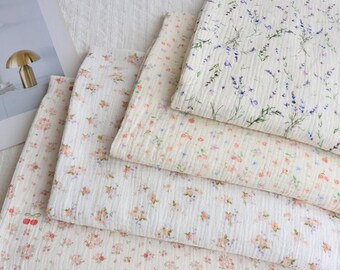 Crinkle Double Gauze Fabric By the Yard,Soft Muslin Fabric, Baby Blanket Pajamas Scarf Sewing