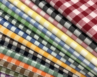 100% Cotton Gingham Fabric,Soft Washed Yarn Dyed Checked Fabric,Plaid Shirts Sewing