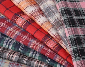 Plaid Brushed Flannel Fabric,Yarn Dyed Gingham Fabric,Checked Fall Shirts Curtain Sewing Upholstery