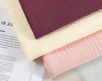 綿100％トリプルガーゼモスリン生地、しわ加工おくるみ生地（1ヤード単位）、洋裁DIY