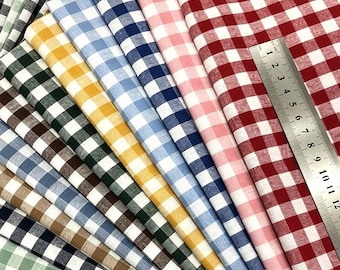 100% Cotton Gingham Fabric,Soft Washed Yarn Dyed Checked Fabric,Plaid Shirts Tablecloth Sewing