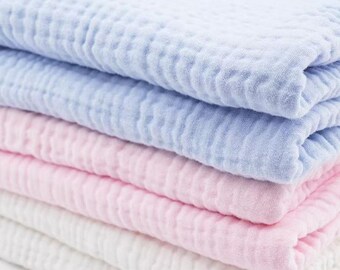 4 Layers Gauze Muslin Fabric, 100% Cotton Crinkly Swaddle Fabric By the Yard, Blanket Craft