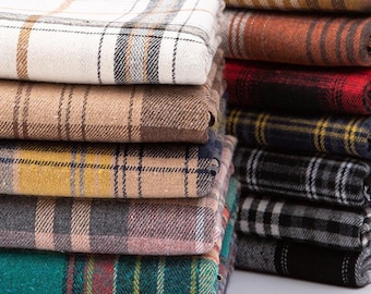 Plaid Flannel Fabric,Yarn Dyed Gingham Fabric,Checked Fall Shirts Curtain Sewing Upholstery