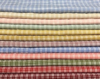 Gingham Seersucker Fabric By the Yard, Lightweight Cotton Blend Plaid Fabric,Summer Check Dress Sewing