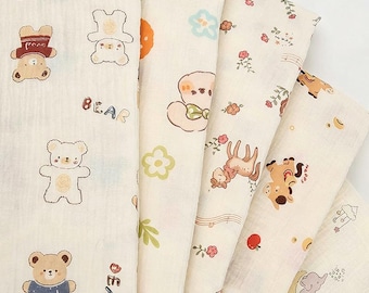 Muslin Double Gauze Fabric,Cotton Soft Crinkle Fabric, Baby Blanket Swaddle Craft,78" Wide