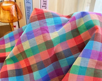 Cotton Gingham Fabric,Soft Washed Yarn Dyed Checked Fabric,Plaid Dress Shirts Tablecloth Sewing
