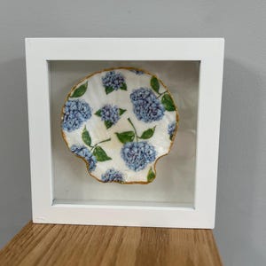 Blue Hydrangea Shell Shadow Box