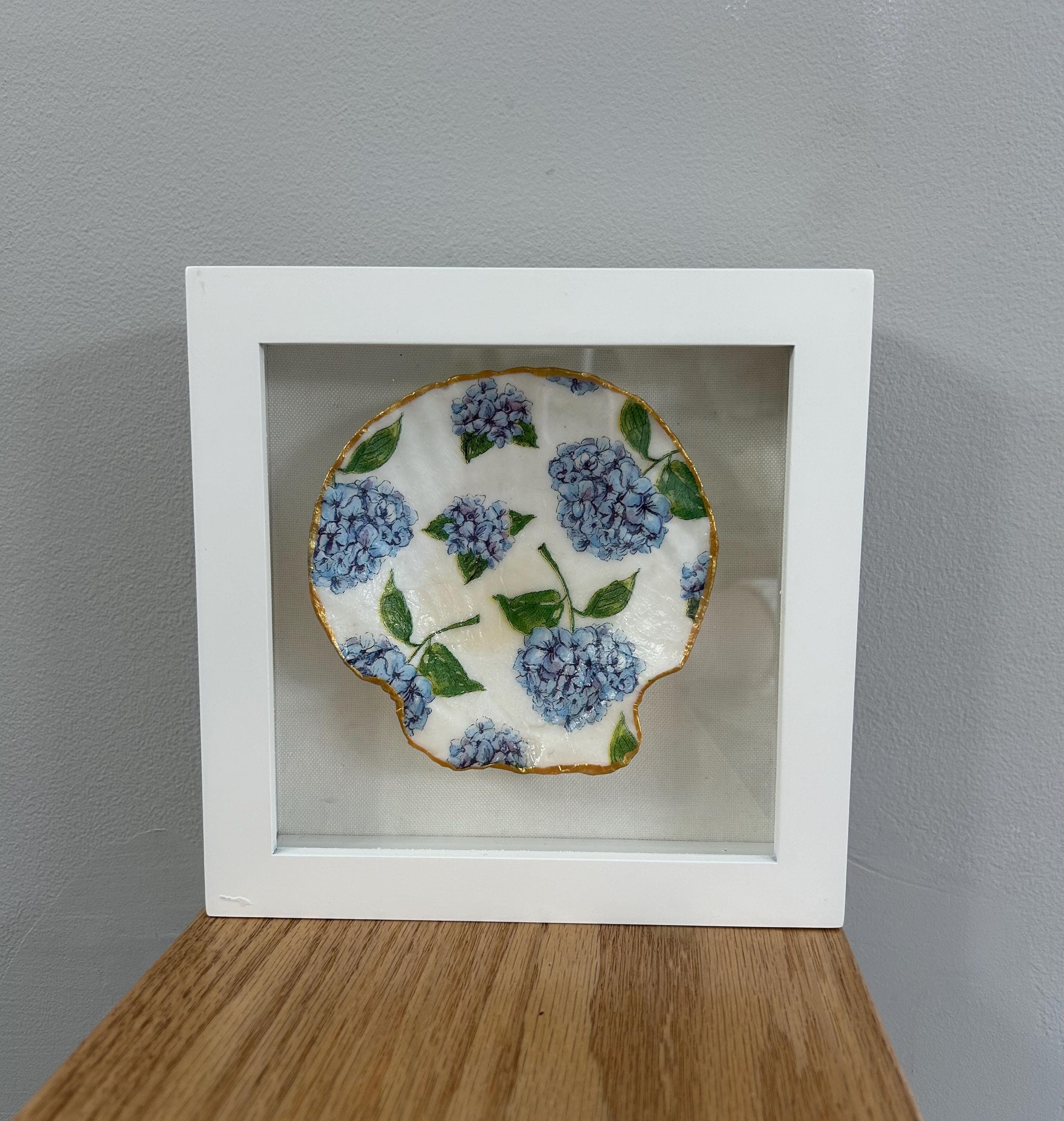 Blue Hydrangea Shell Shadow Box - Etsy