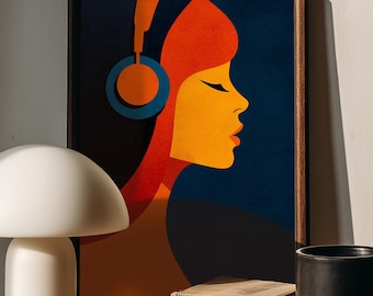 Lofi Girl | bold mid-century dopamine minimalist art print | risograph style poster