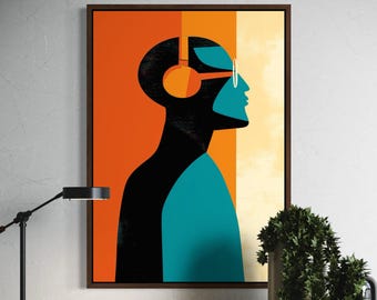 Bold mid-century dopamine minimalist art print | Risograph-style Lofi poster