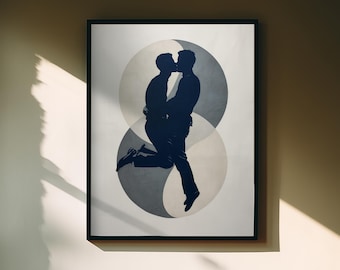 Happy Gays | Black & white mid-century modern minimalist art print