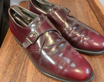 VTG 1980s Mason Leather Classics Monk Strap Shoes Mens 10.5 EE Burgundy USA