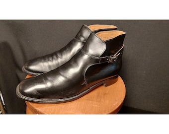 VTG 1970s Tweed Cheaney Church's England Black Leather Jodhpur Boots 11 9843B