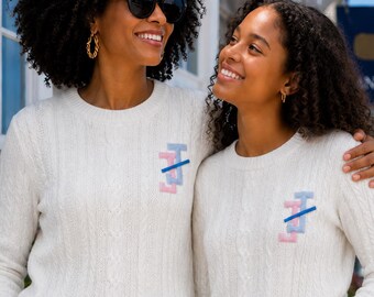 Preppy Cable Knit Sweater | Quiet Luxury Embroidered Pullover | Jack and Jill Inspired