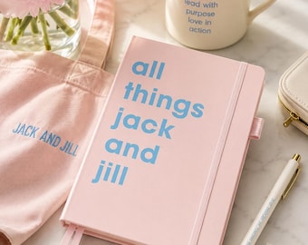 Jack and Jill Notebook | Pink Conference Journal for Moms | Preppy Stationery Gift