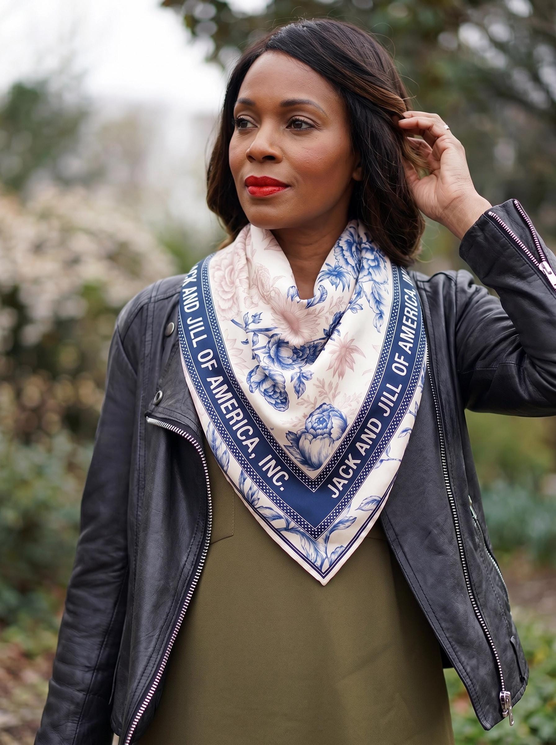 Navy and Cream Silk Neck Scarf - Etsy