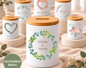 Personalisierte Spardose zur Hochzeit mit Namen | Persönliches Geldgeschenk fürs Brautpaar | Hochzeitsgeschenk