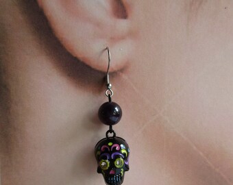 Black Skull Earrings