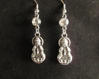 Silver Buddha Earrings