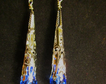 Silver and Blue Earrings