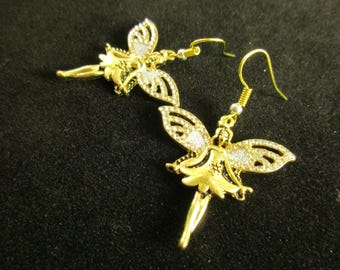 Gold Rhinestone Fairy Earrings