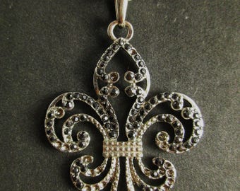 Black Fleur de Lis Necklace