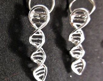 Silver DNA Helix earrings