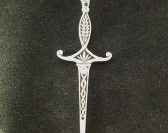Pewter Carved Sword Necklace