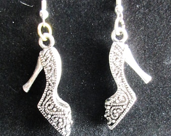 Silver Filigree High Heel Earrings