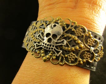 Leather Skull Bracelet
