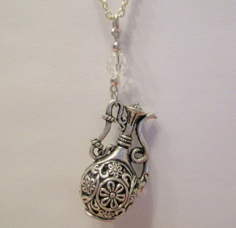 Ornate Silver Pitcher Necklace