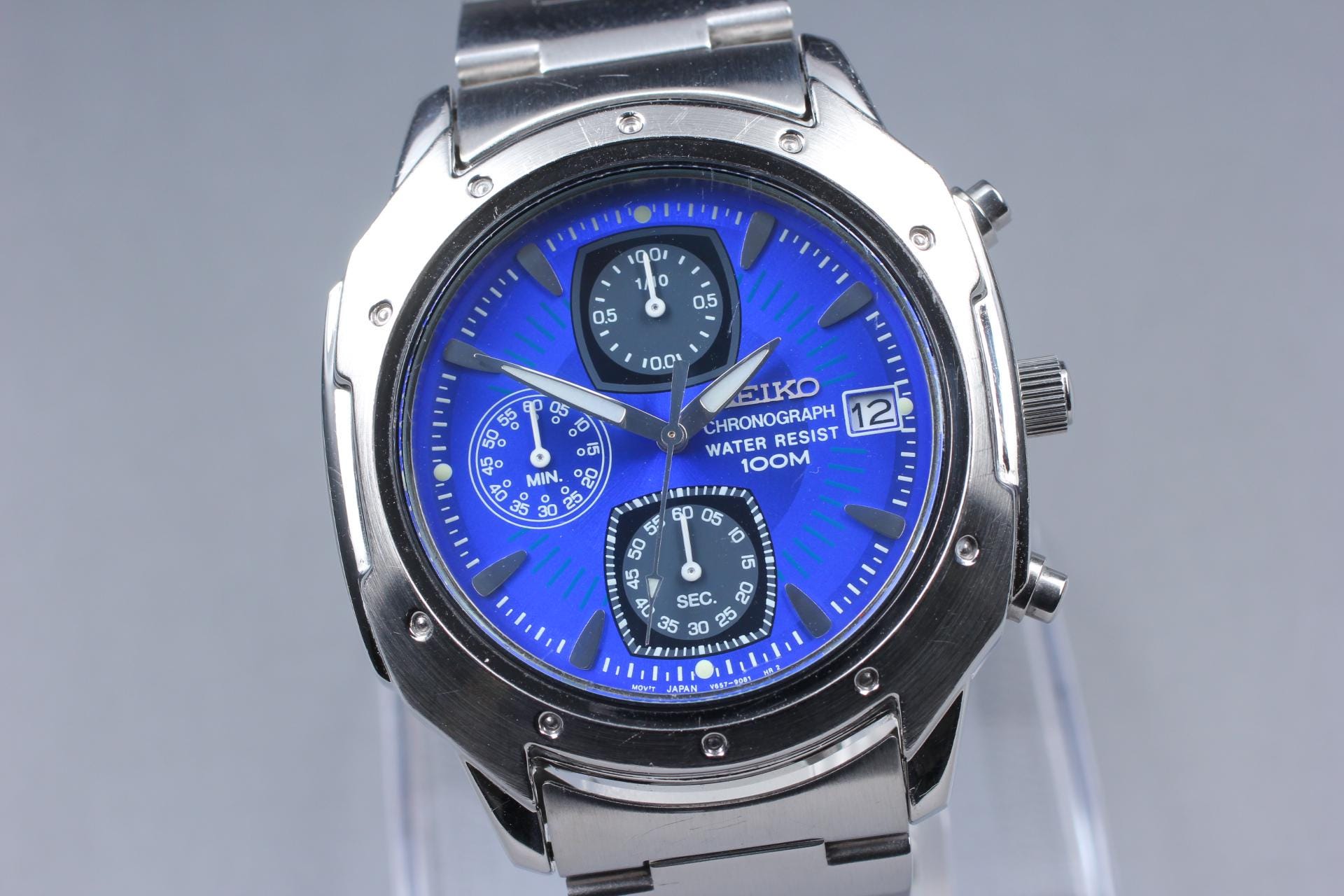 SEIKO V657-9060 クロノグラフ ブルー 青文字盤 セイコー Seiko v657 - Etsy 日本