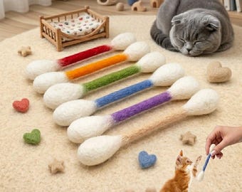 Giocattolo gigante per gatti a forma di cotton fioc, divertente bastoncino di cotone con erba gatta, bastoncino da masticare in feltro unico per gatti per la dentizione e la caccia, regalo creativo per gli amanti dei gatti, peluche