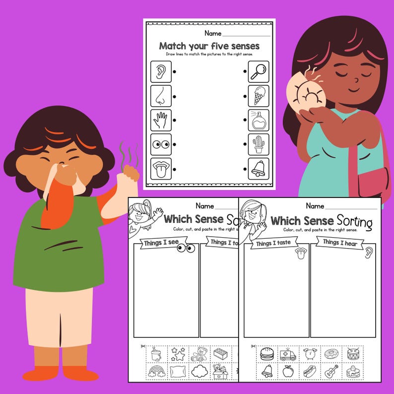 Five Senses | Cut and Paste, Coloring, Matching | No Prep Science ...