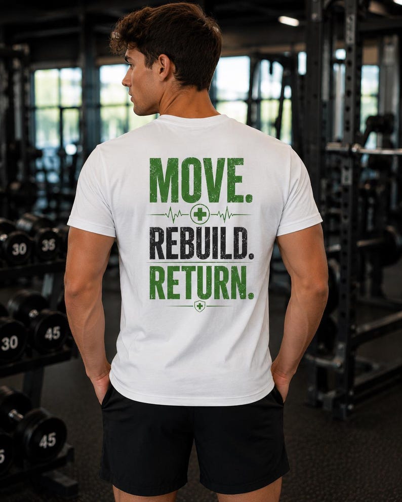 Movement is medicine T-Shirt | Move Rebuild Return Tee image 2