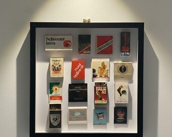 La Goleta - Arte vintage enmarcado de caja de cerillas - Exhibición artesanal para coleccionistas