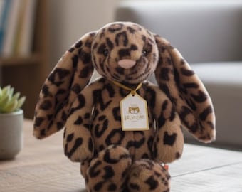 Coelho de Pelúcia Leopardo Cobblehop, Coelho de Pelúcia com Estampa de Leopardo, Brinquedo de Coelho Fofo e Macio para Presente, Presente para Chá de Bebê, Decoração de Quarto de Bebê