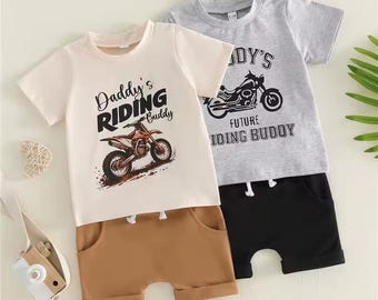 Toddler Motorcycle Outfit, Baby Boy Biker Set, Summer Kids Outfit