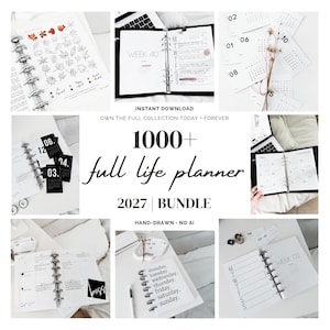 Ultimate Life Planner Bundle Printable, 1000+ Pages, A5 A4 US Letter, Daily Weekly Monthly Yearly Planner, 2027 Journal, Dated | Undated
