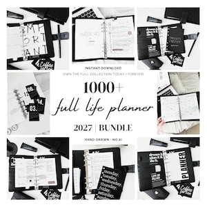Ultimate Life Planner Bundle Printable, 1000+ Pages, A5 A4 US Letter, Daily Weekly Monthly Yearly Planner, 2027 Journal, Dated | Undated